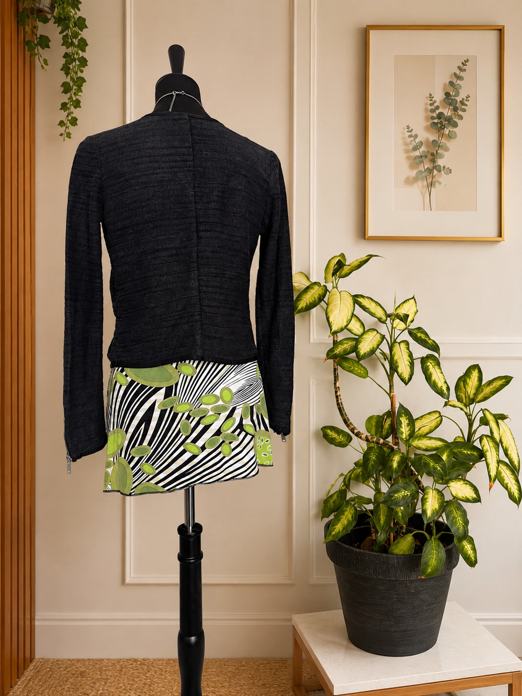 Veste courte style perfecto - Noir chiné