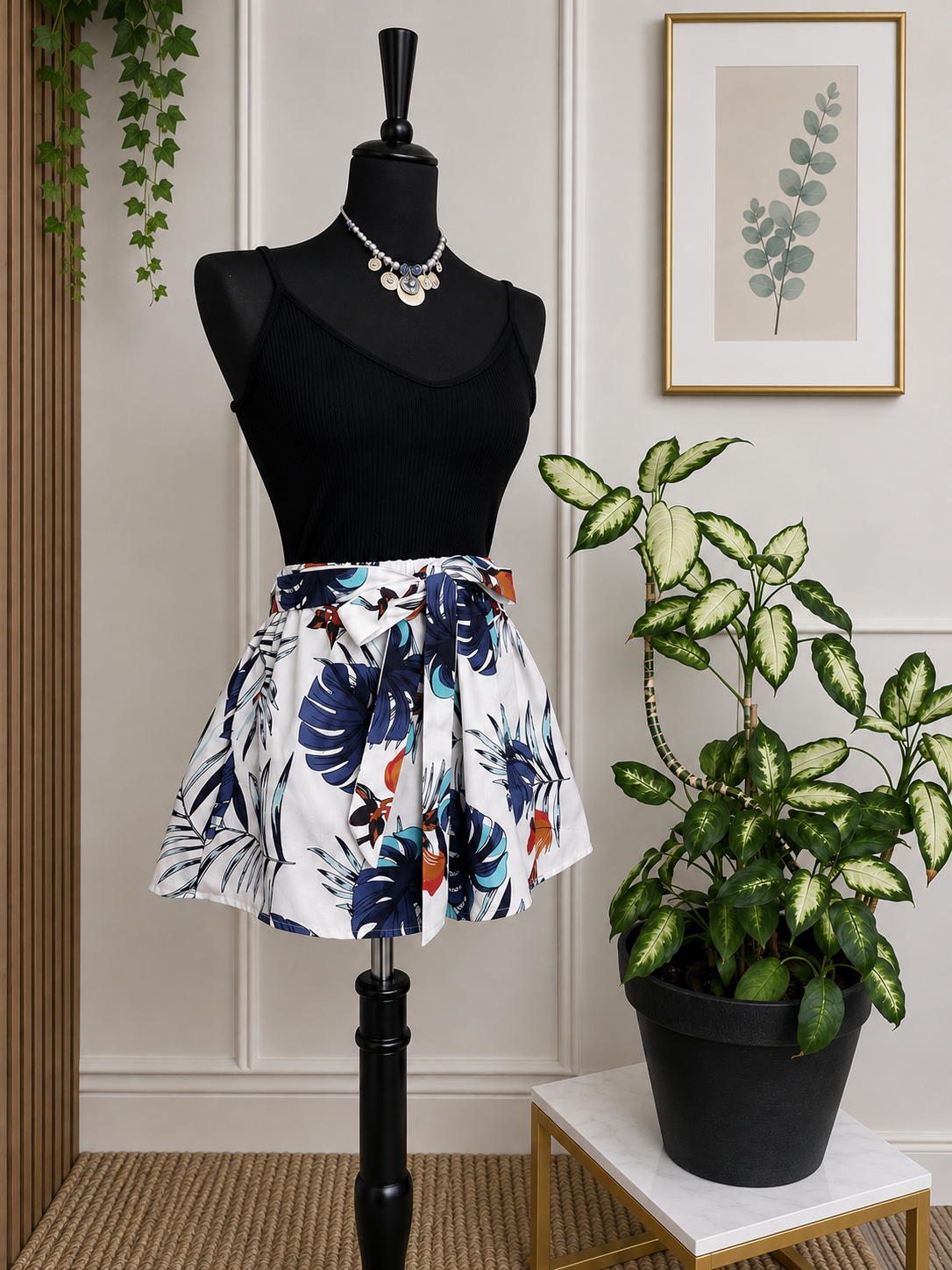 Combi-short tropicale noir et blanc – Esprit chic & estival
