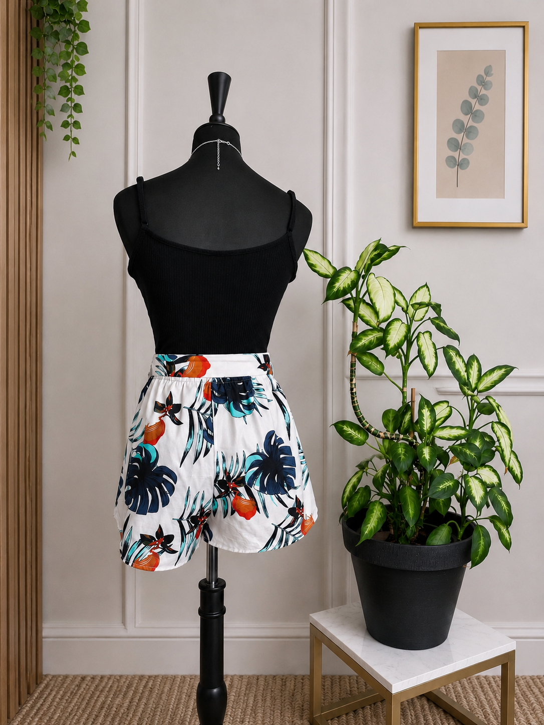 Combi-short tropicale noir et blanc – Esprit chic & estival