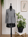 Blouse à carreaux vichy noir et blanc – Taille S – 100 % viscose