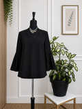 Blouse H&M noire à manches évasées – Taille 36